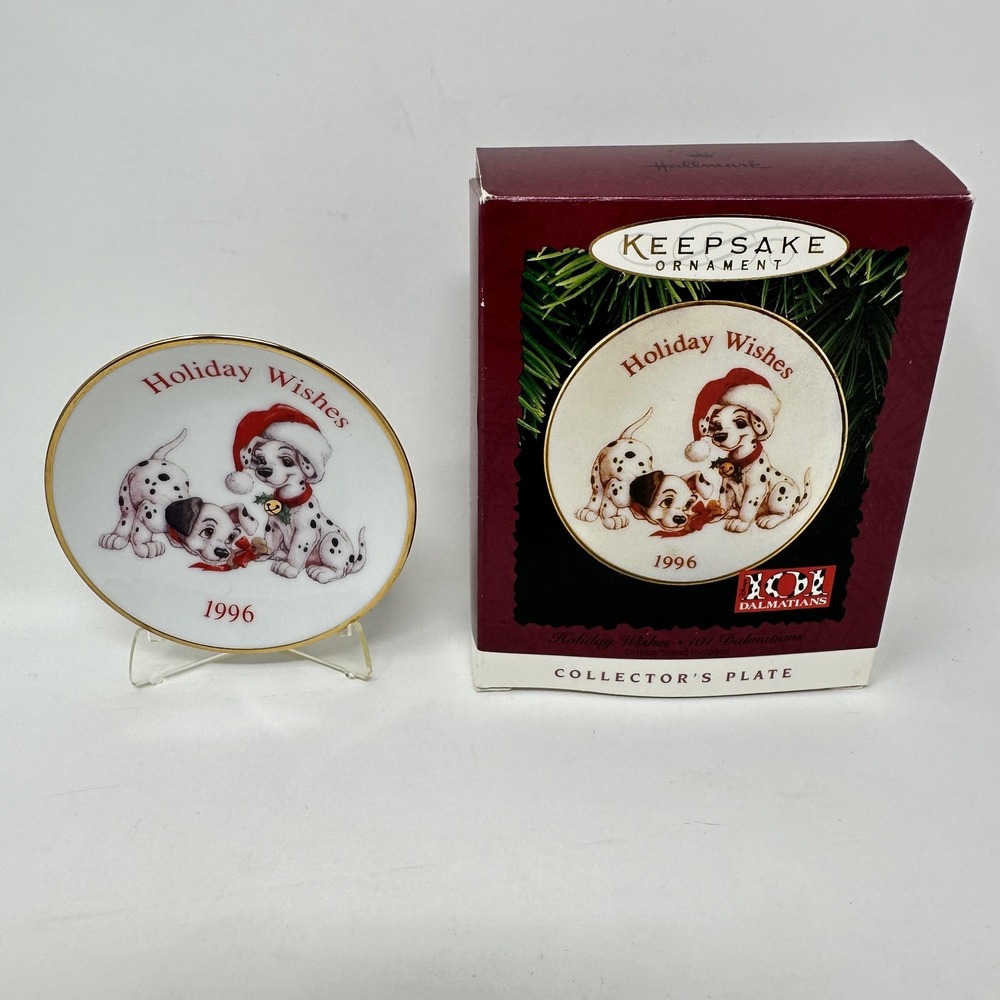 Vintage 1996 Hallmark 101 Dalmatians Holiday Wishes Collector Plate‎ Ornament